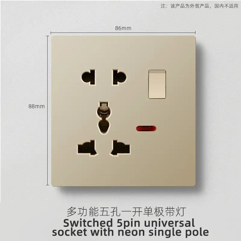 British standard gold switch socket an open 13A socket multi-function five-hole USB European French socket 2 5A switch