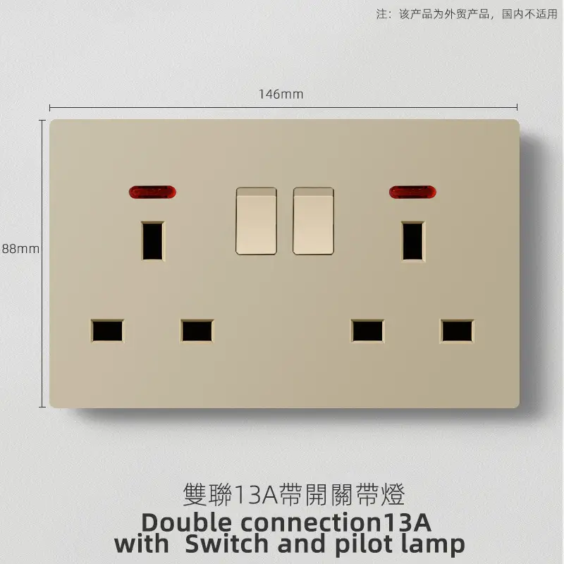 British standard gold switch socket an open 13A socket multi-function five-hole USB European French socket 2 5A switch