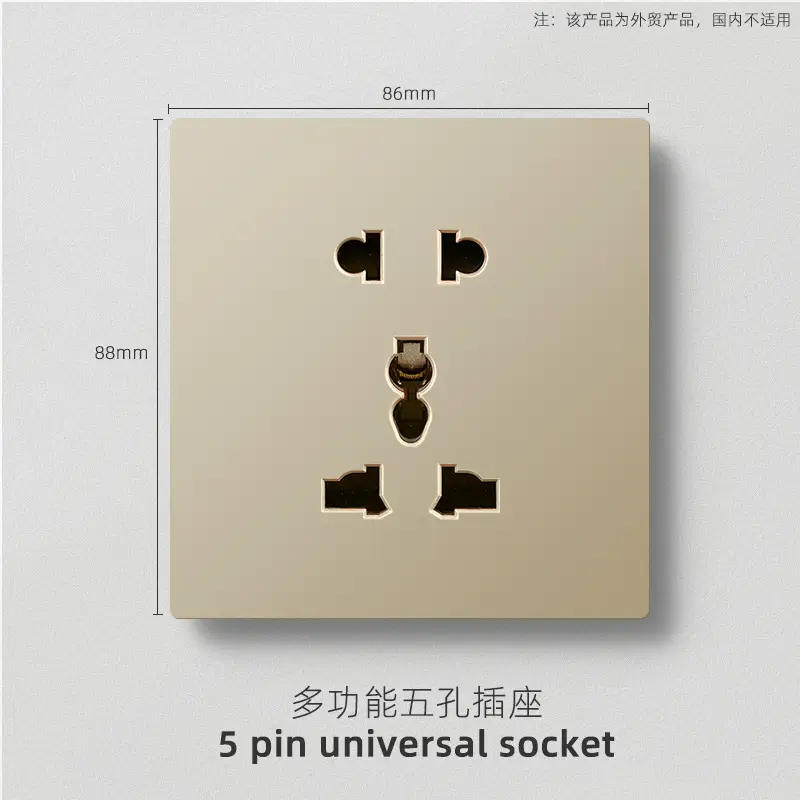British standard gold switch socket an open 13A socket multi-function five-hole USB European French socket 2 5A switch