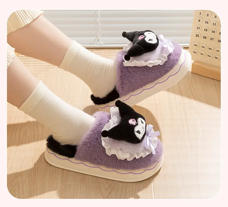 Kulomi Sanrio Genuine Cotton Slippers Winter Women's Room Interior Plush Fur Shoes Home Plush Cartoon Cotton Shoes — feature 22