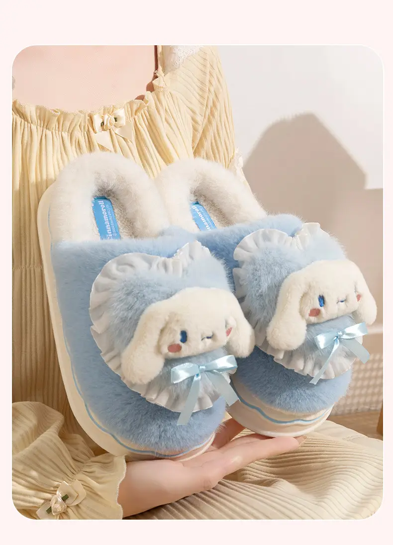 Kulomi Sanrio Genuine Cotton Slippers Winter Women's Room Interior Plush Fur Shoes Home Plush Cartoon Cotton Shoes — feature 26