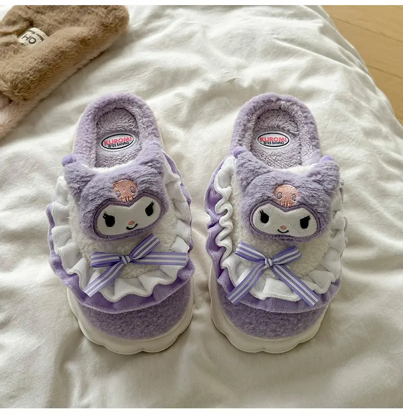 Kulomi Sanrio Genuine Cotton Slippers Winter Women's Room Interior Plush Fur Shoes Home Plush Cartoon Cotton Shoes — feature 4