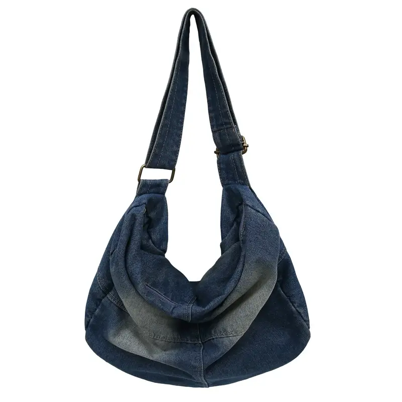 Harajuku Style Denim Crossbody Bag Black Unisex