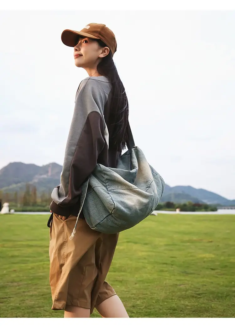 Harajuku Style Denim Crossbody Bag Black Unisex — feature 17