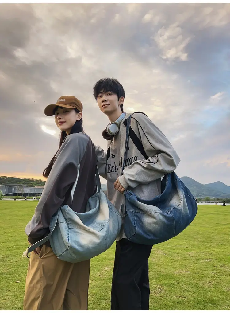 Harajuku Style Denim Crossbody Bag Black Unisex — feature 28