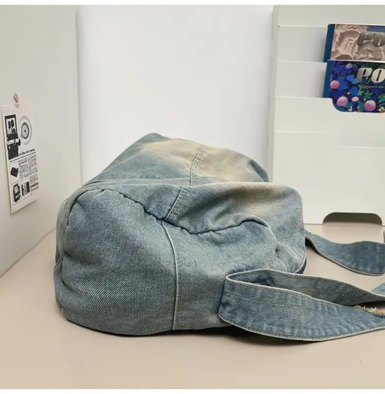 Harajuku Style Denim Crossbody Bag Black Unisex — feature 5