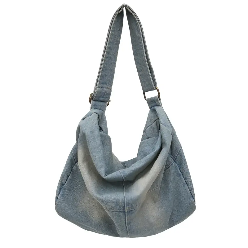 Harajuku Style Denim Crossbody Bag Black Unisex