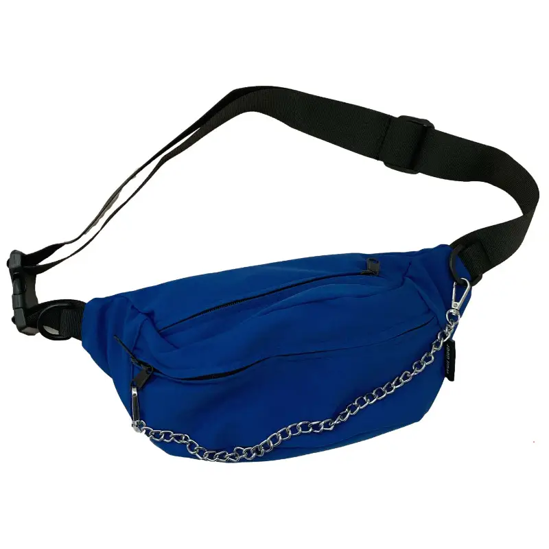 Black Korean Style Crossbody Bag with Chain Detail