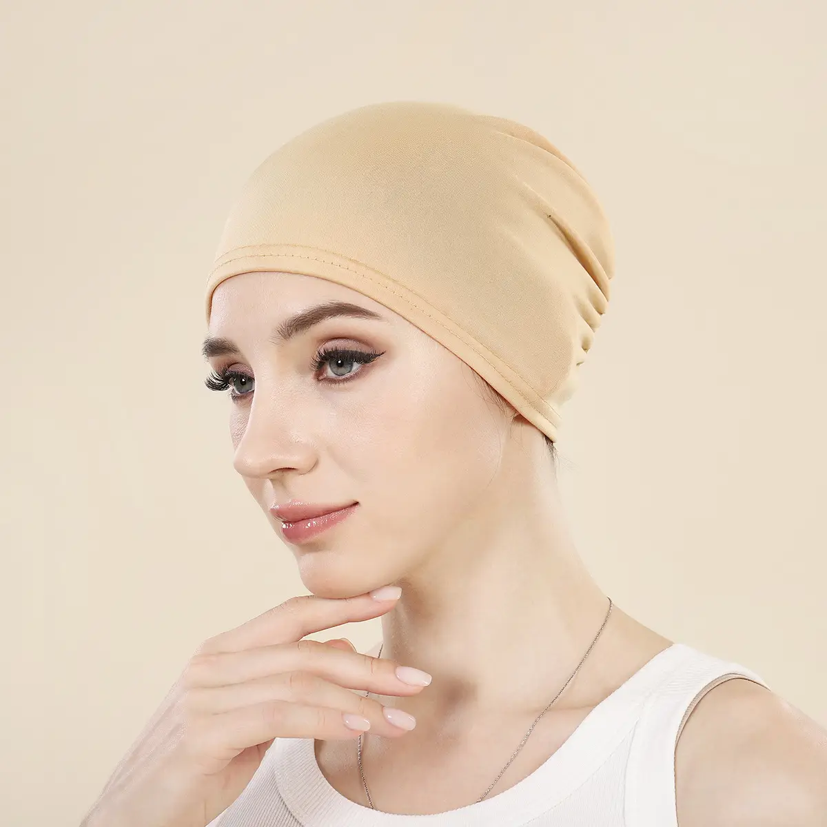 Muslim Turban Cap for Women Solid Color Base Cap - Image 3