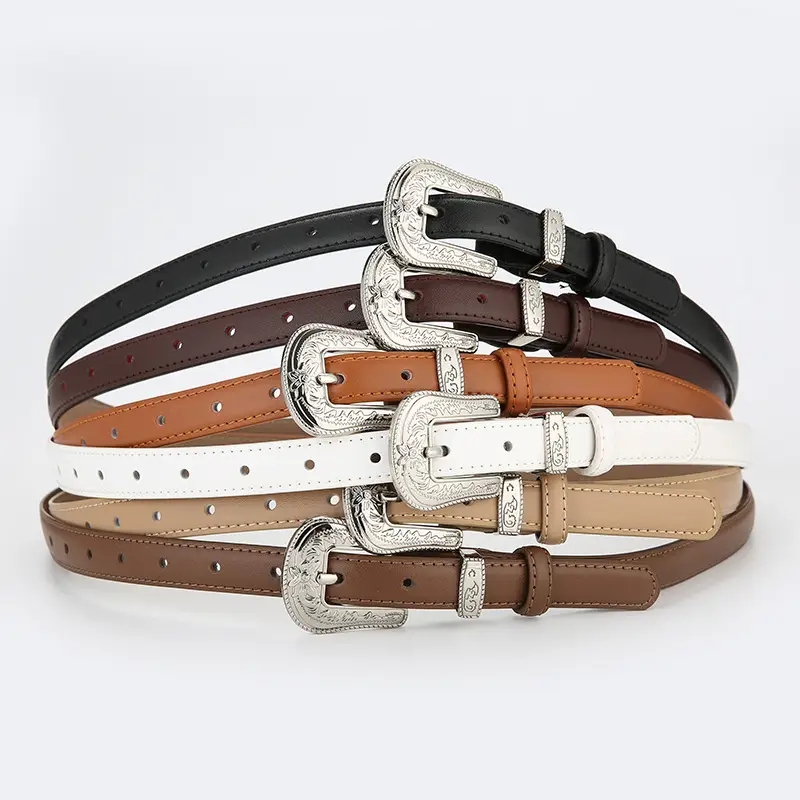 Brown Leather Belt with Gold Buckle for Women - Image 15