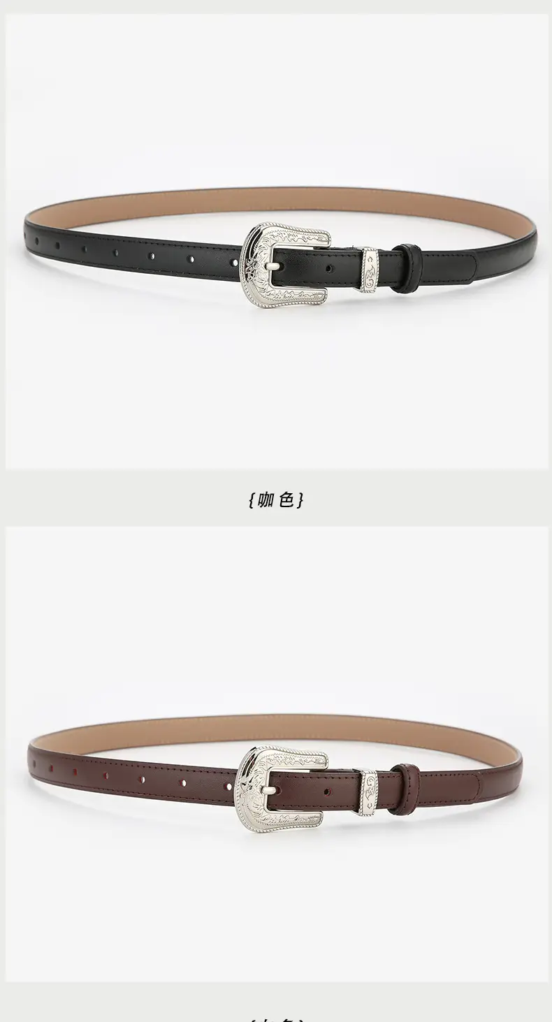 Brown Leather Belt with Gold Buckle for Women — feature 10