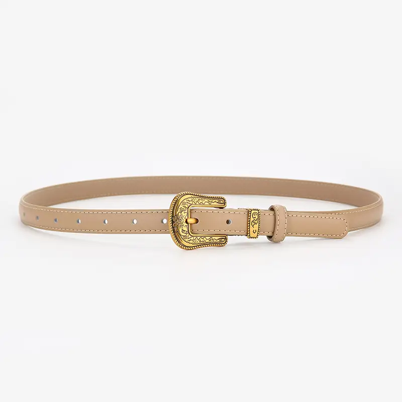 Brown Leather Belt with Gold Buckle for Women - Image 12