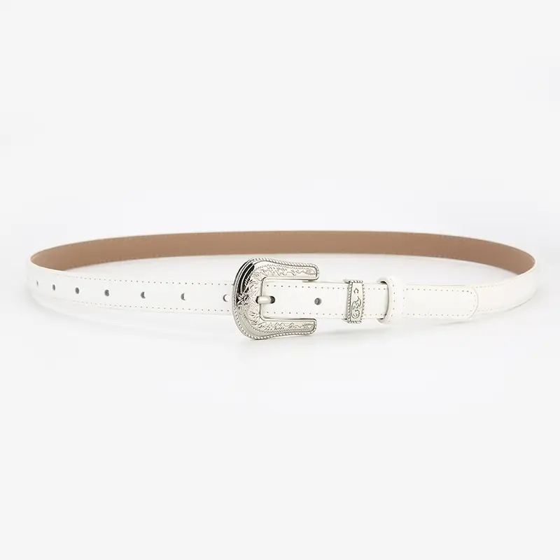 Brown Leather Belt with Gold Buckle for Women - Image 5