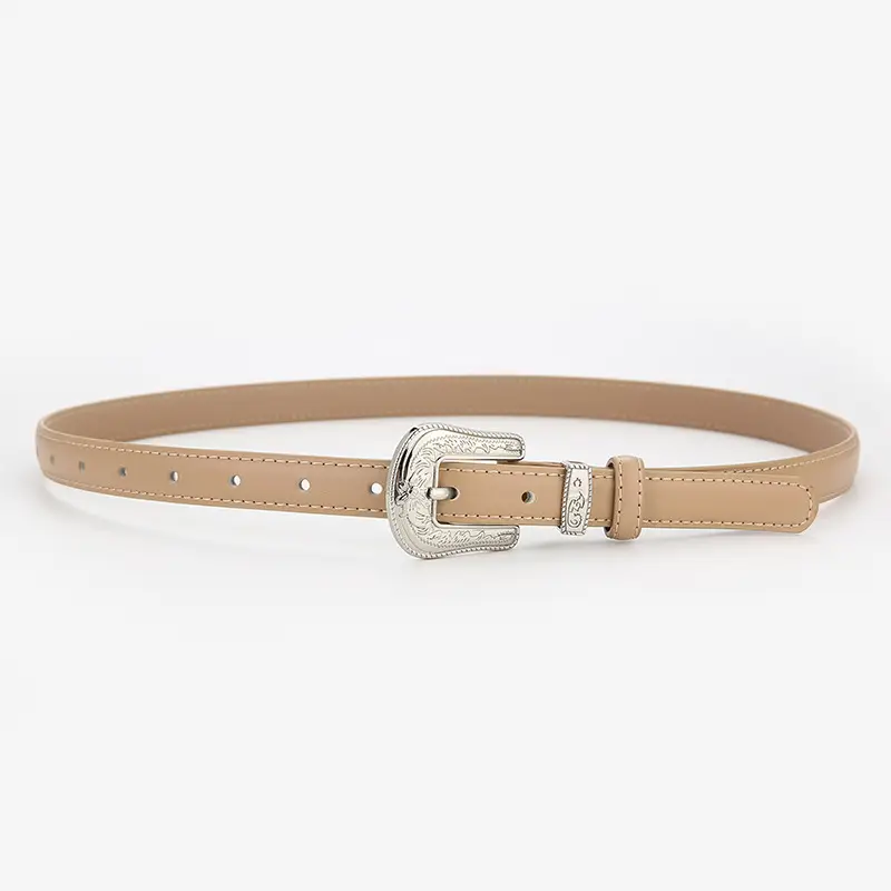 Brown Leather Belt with Gold Buckle for Women - Image 6