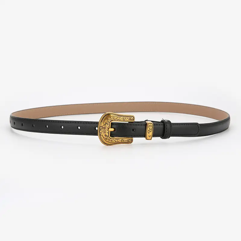 Brown Leather Belt with Gold Buckle for Women - Image 7