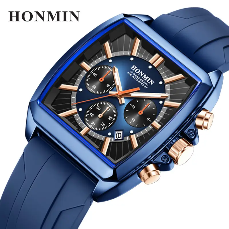 Men's Red Strap Chronograph Watch with 6-Panel Display - Image 5