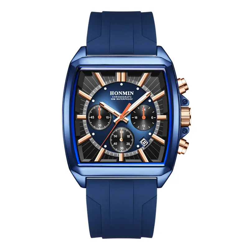 Men's Red Strap Chronograph Watch with 6-Panel Display - Image 2