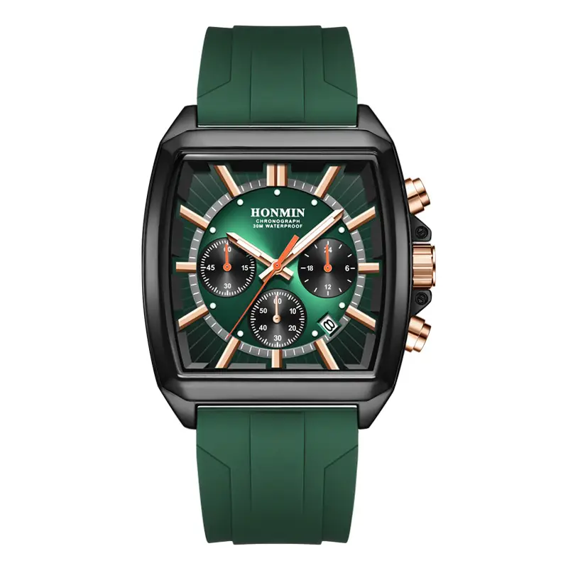 Men's Red Strap Chronograph Watch with 6-Panel Display - Image 3