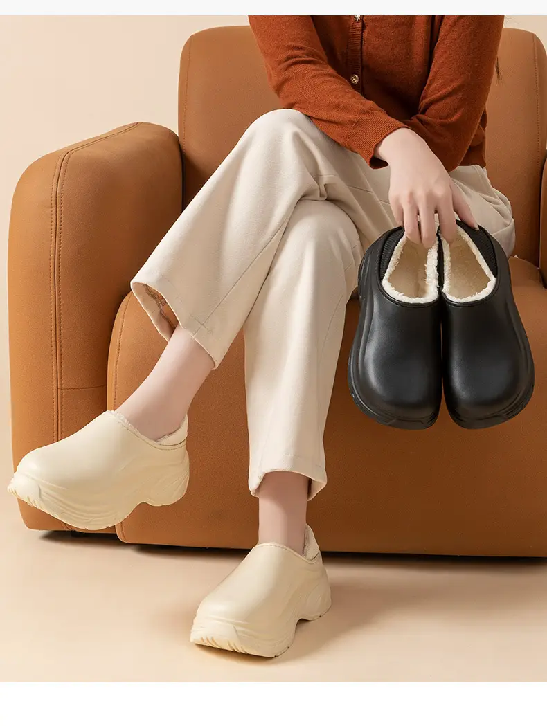 Women Cotton Slippers Warm Fleece Lined Thick Soled — feature 14