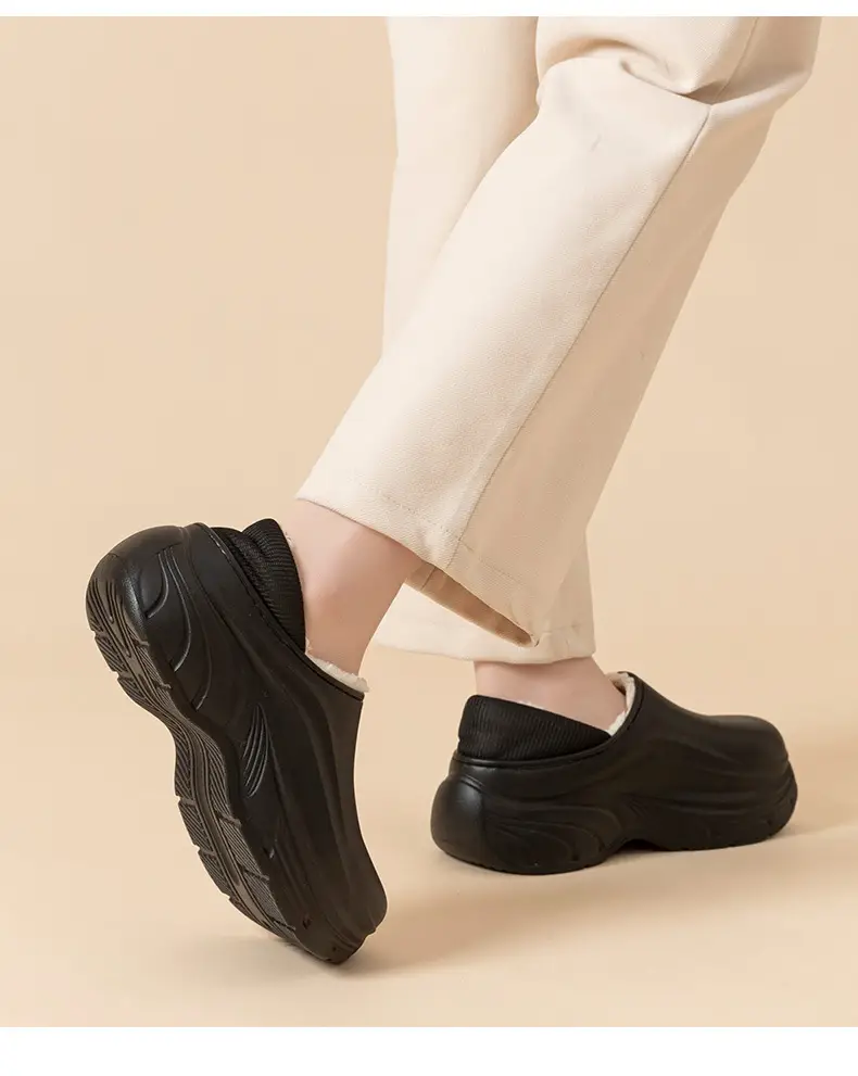 Women Cotton Slippers Warm Fleece Lined Thick Soled — feature 15