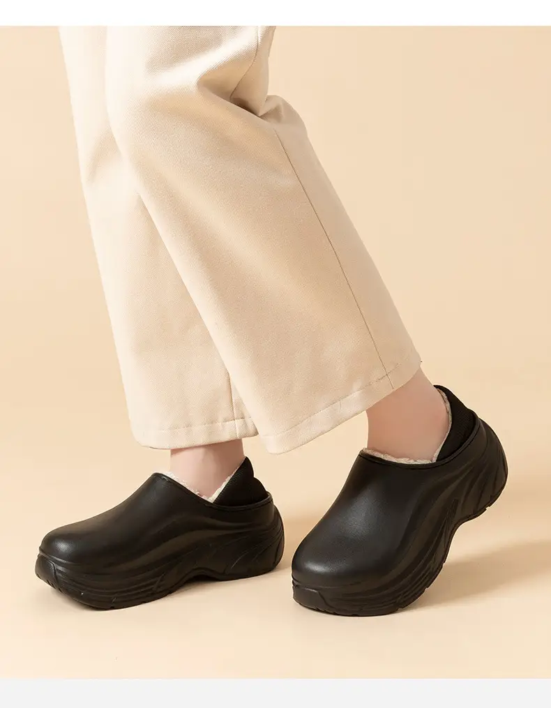 Women Cotton Slippers Warm Fleece Lined Thick Soled — feature 18
