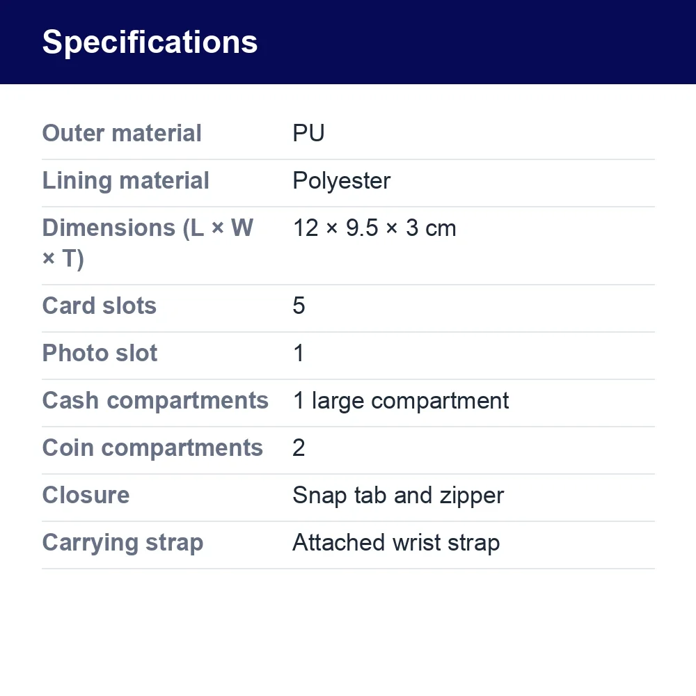 Cat Print PU Wallet with Card Slots and Zip Compartment – specifications