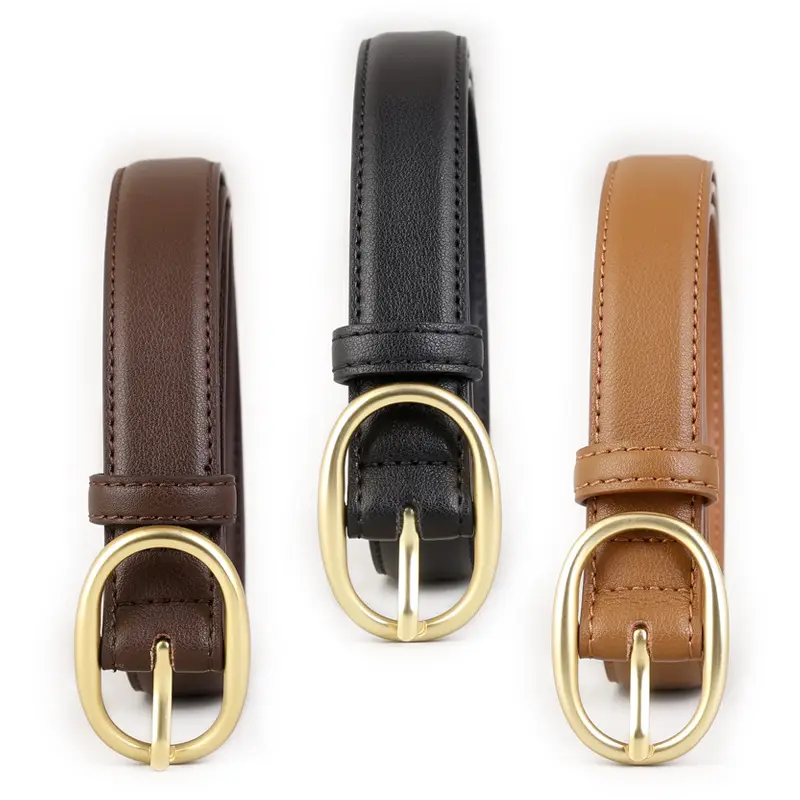 Women Genuine Leather Belt Black Gold Buckle Wholesale - Image 5