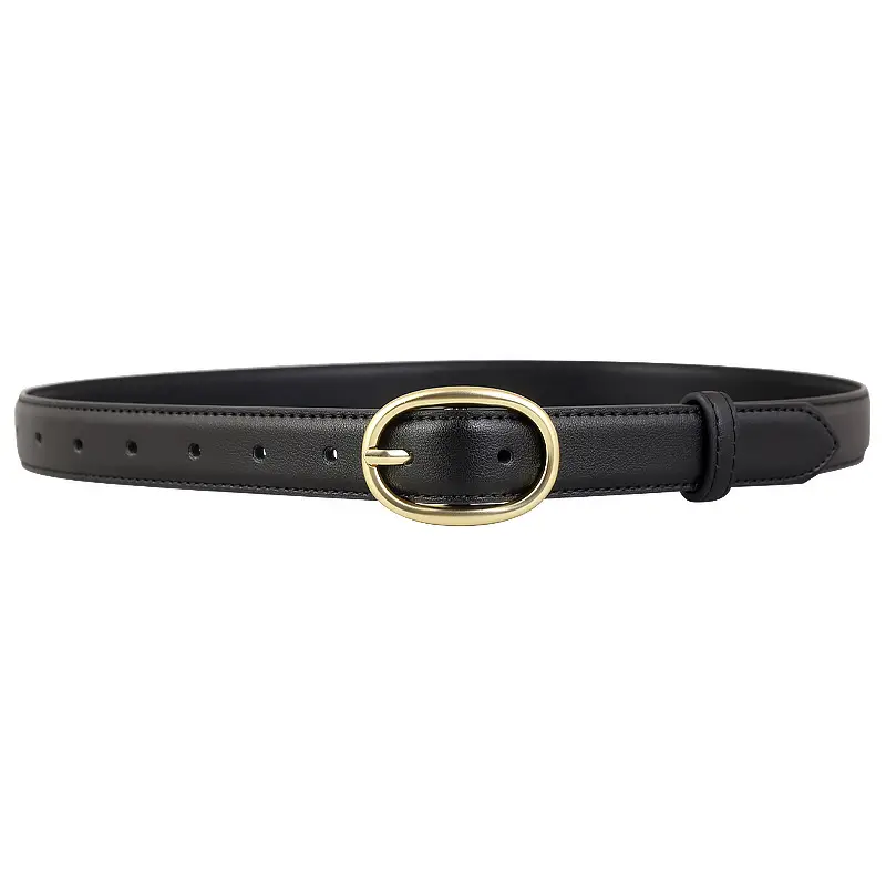 Women Genuine Leather Belt Black Gold Buckle Wholesale - Image 8
