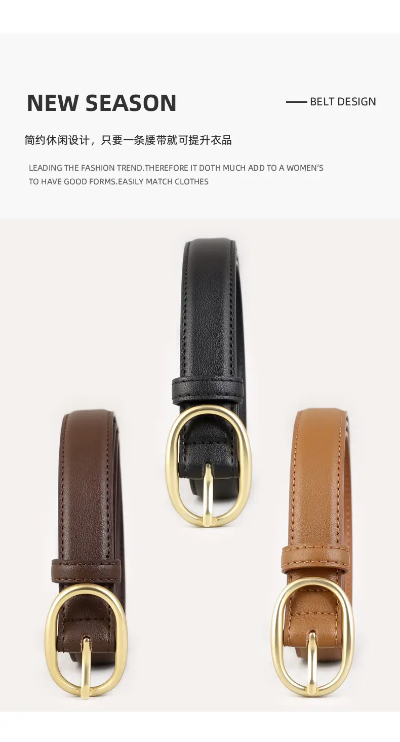 Women Genuine Leather Belt Black Gold Buckle Wholesale — feature 12