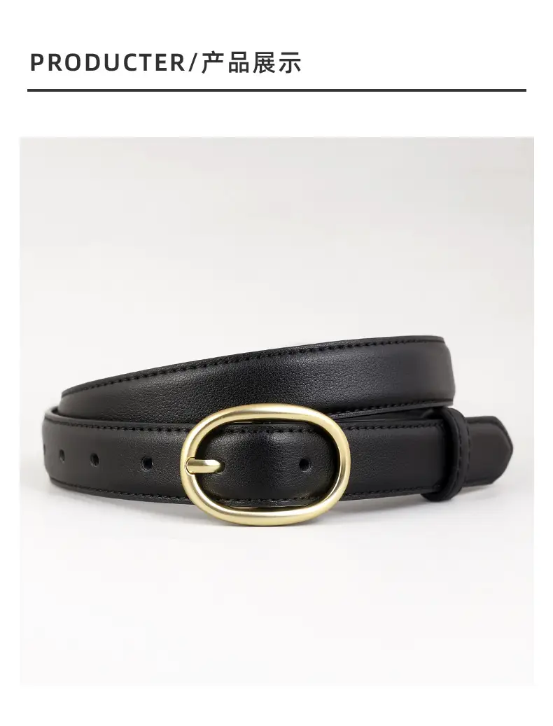 Women Genuine Leather Belt Black Gold Buckle Wholesale — feature 19