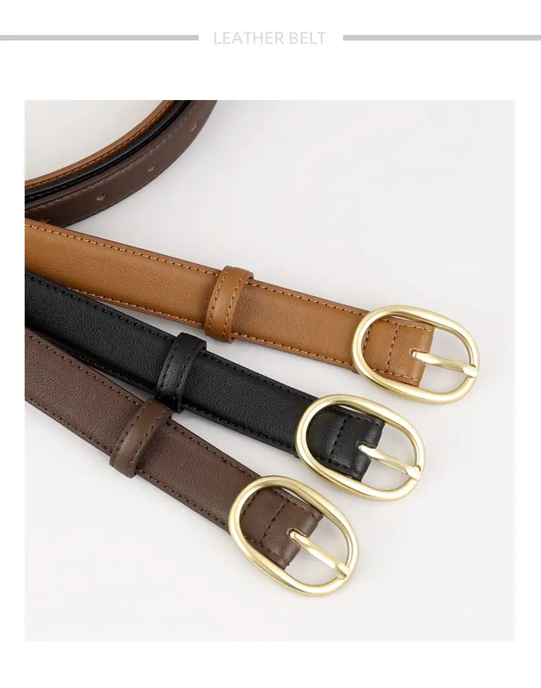 Women Genuine Leather Belt Black Gold Buckle Wholesale — feature 6