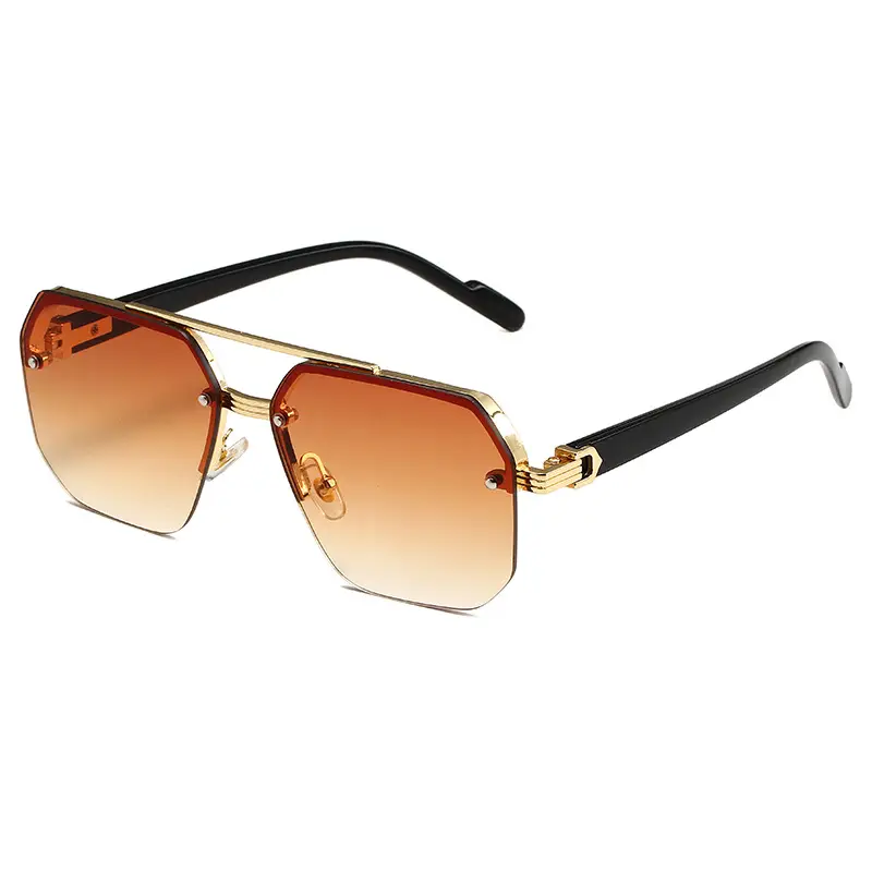 2024 Square Aviator Sunglasses European American Half Frame - Image 3