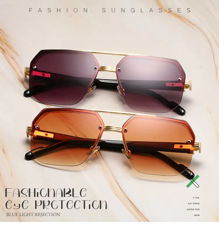 2024 Square Aviator Sunglasses European American Half Frame — feature 1