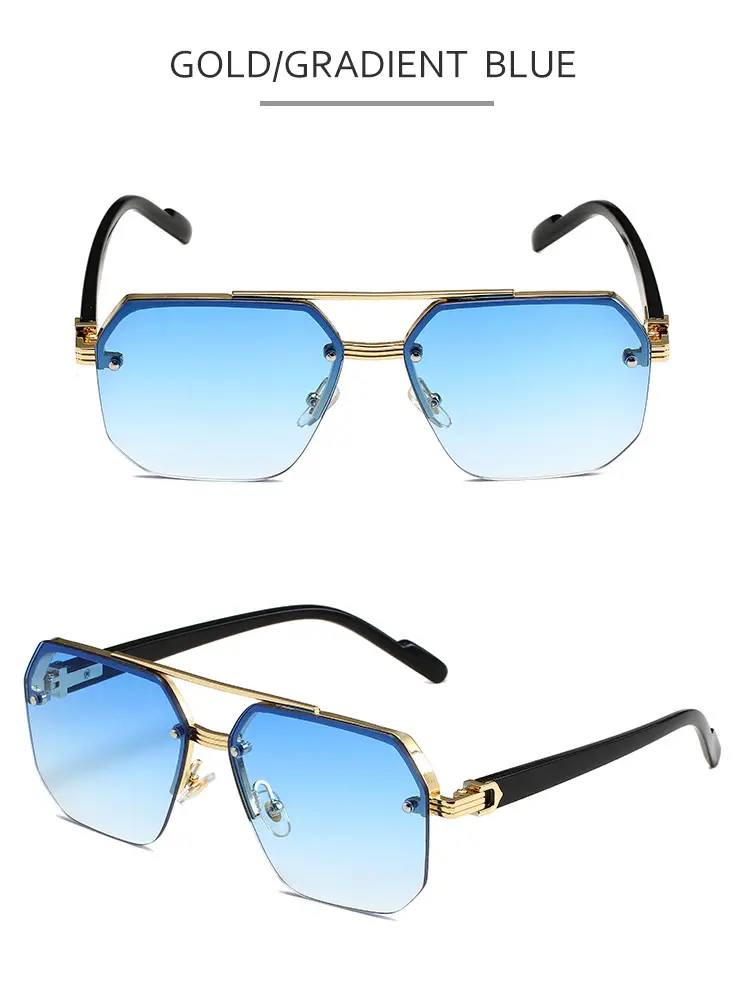 2024 Square Aviator Sunglasses European American Half Frame — feature 10