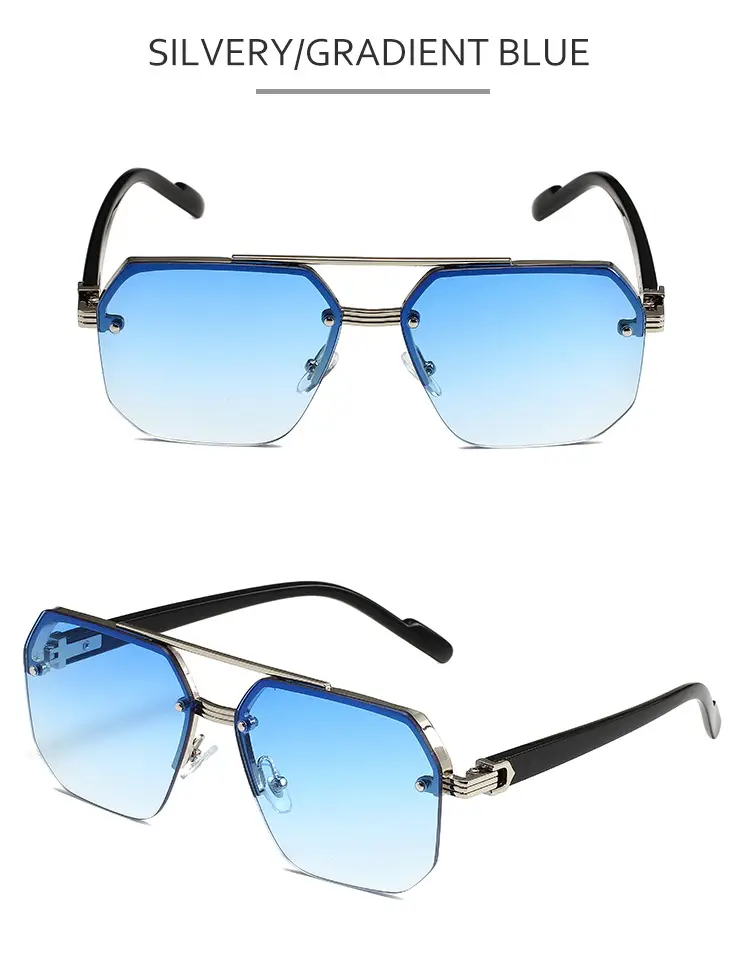 2024 Square Aviator Sunglasses European American Half Frame — feature 11