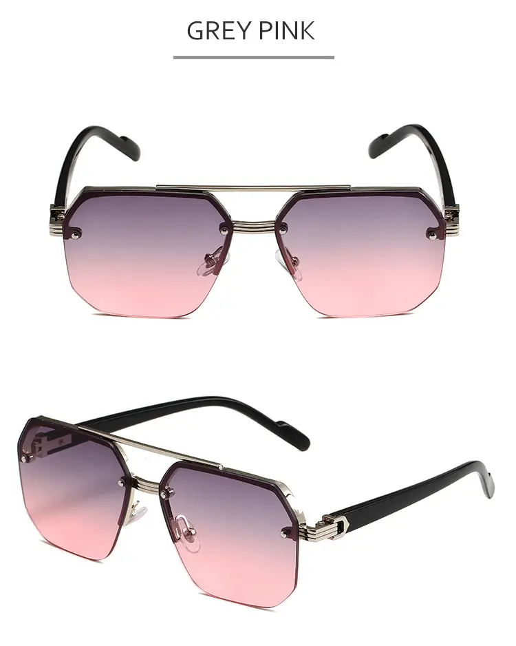 2024 Square Aviator Sunglasses European American Half Frame — feature 12