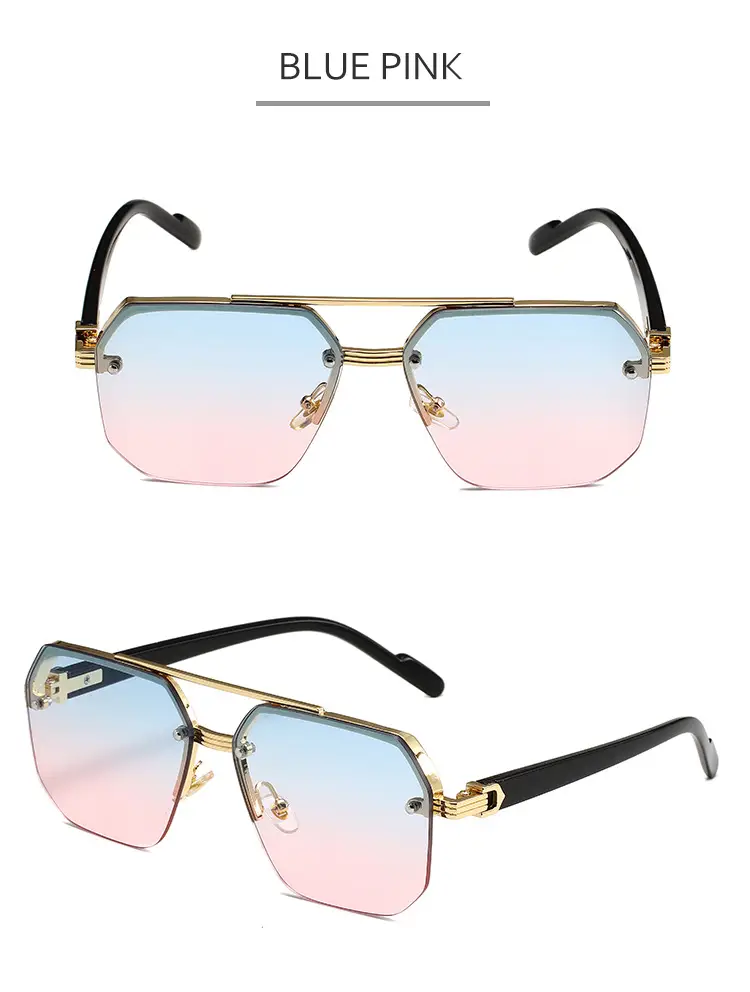 2024 Square Aviator Sunglasses European American Half Frame — feature 13