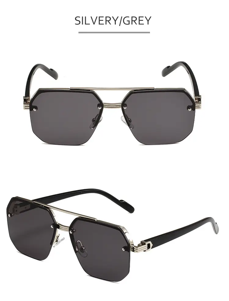 2024 Square Aviator Sunglasses European American Half Frame — feature 15