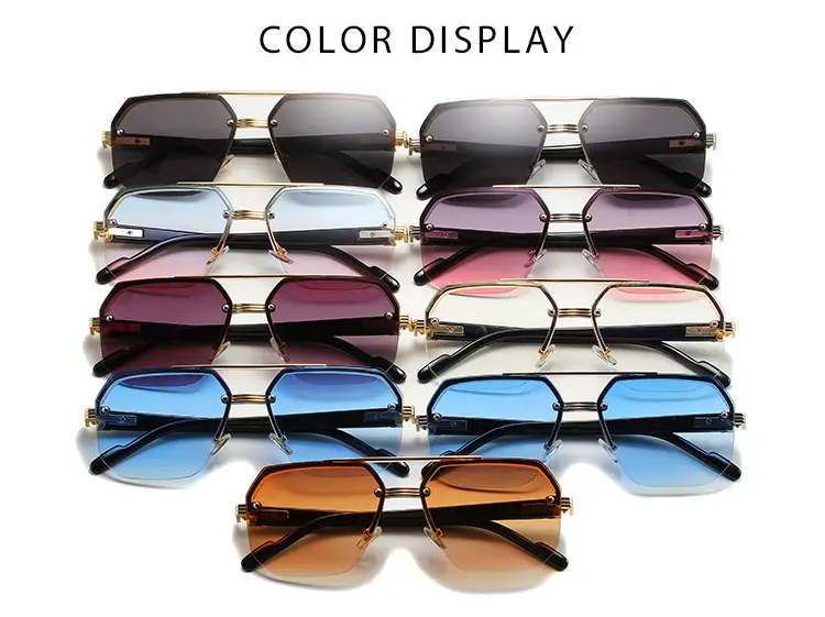 2024 Square Aviator Sunglasses European American Half Frame — feature 4