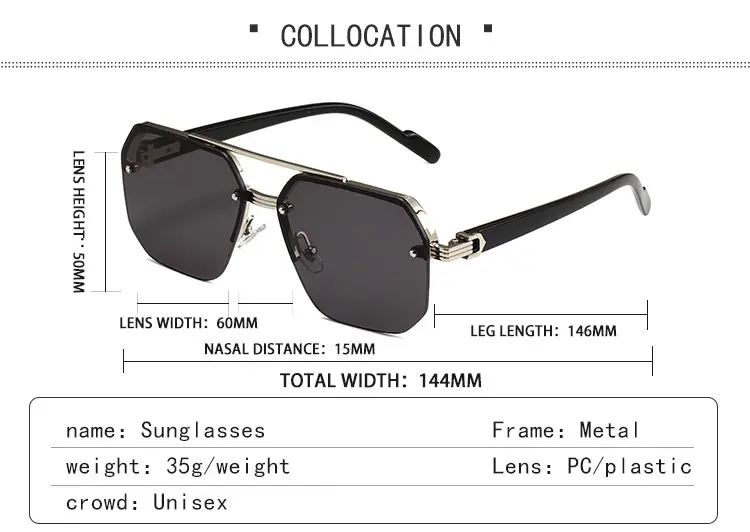 2024 Square Aviator Sunglasses European American Half Frame — feature 5