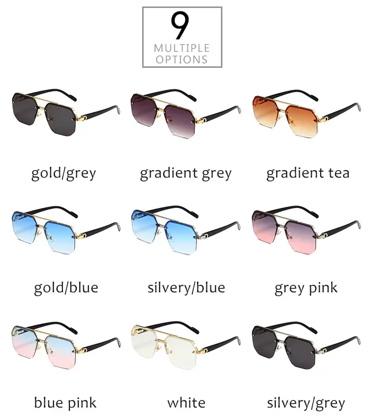2024 Square Aviator Sunglasses European American Half Frame — feature 6