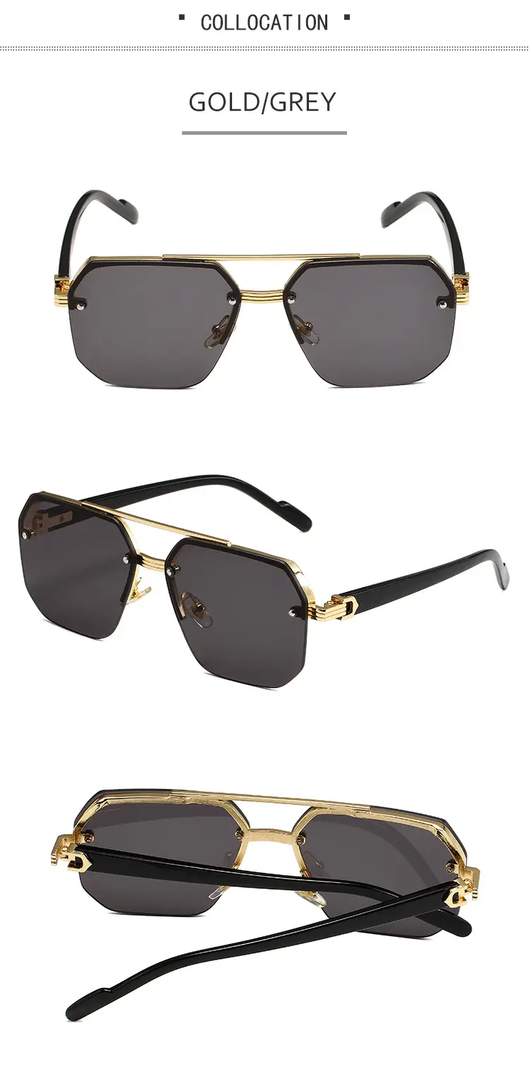 2024 Square Aviator Sunglasses European American Half Frame — feature 7