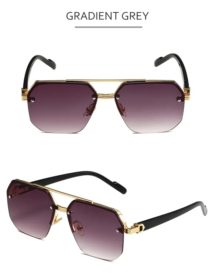 2024 Square Aviator Sunglasses European American Half Frame — feature 8