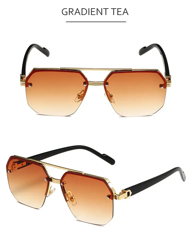 2024 Square Aviator Sunglasses European American Half Frame — feature 9