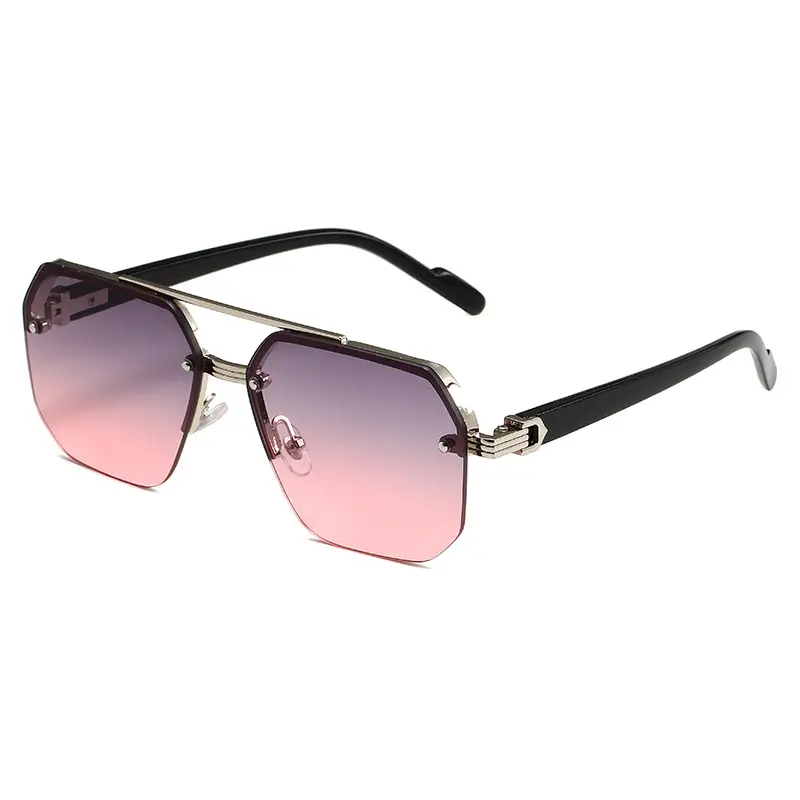 2024 Square Aviator Sunglasses European American Half Frame - Image 6