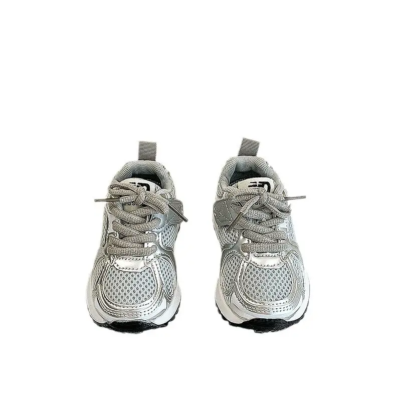 2024 Silver Mesh Baby Sneakers Non-Slip Soles
