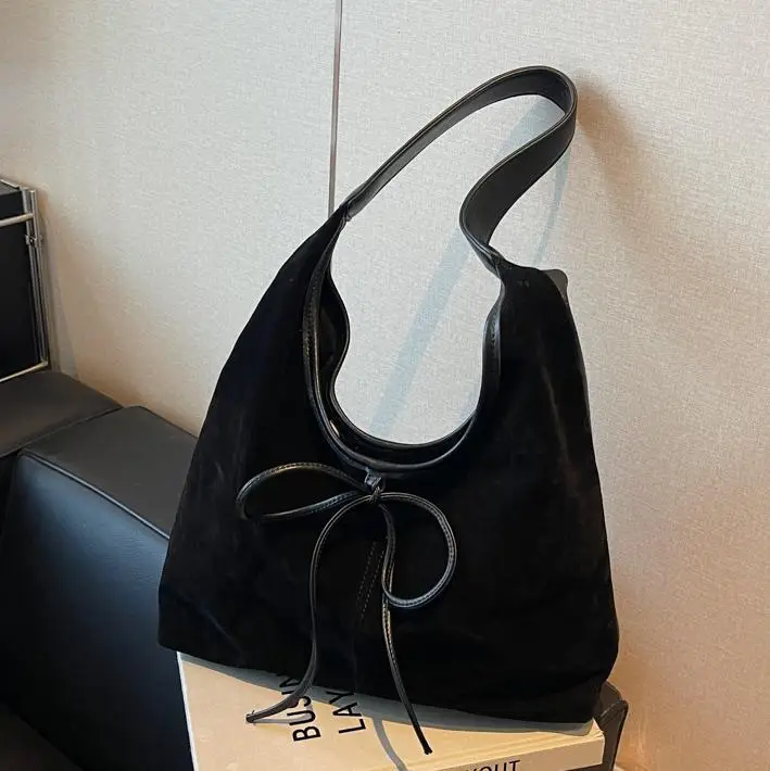 Women's Suede Shoulder Bag Brown Large Capacity - Image 8