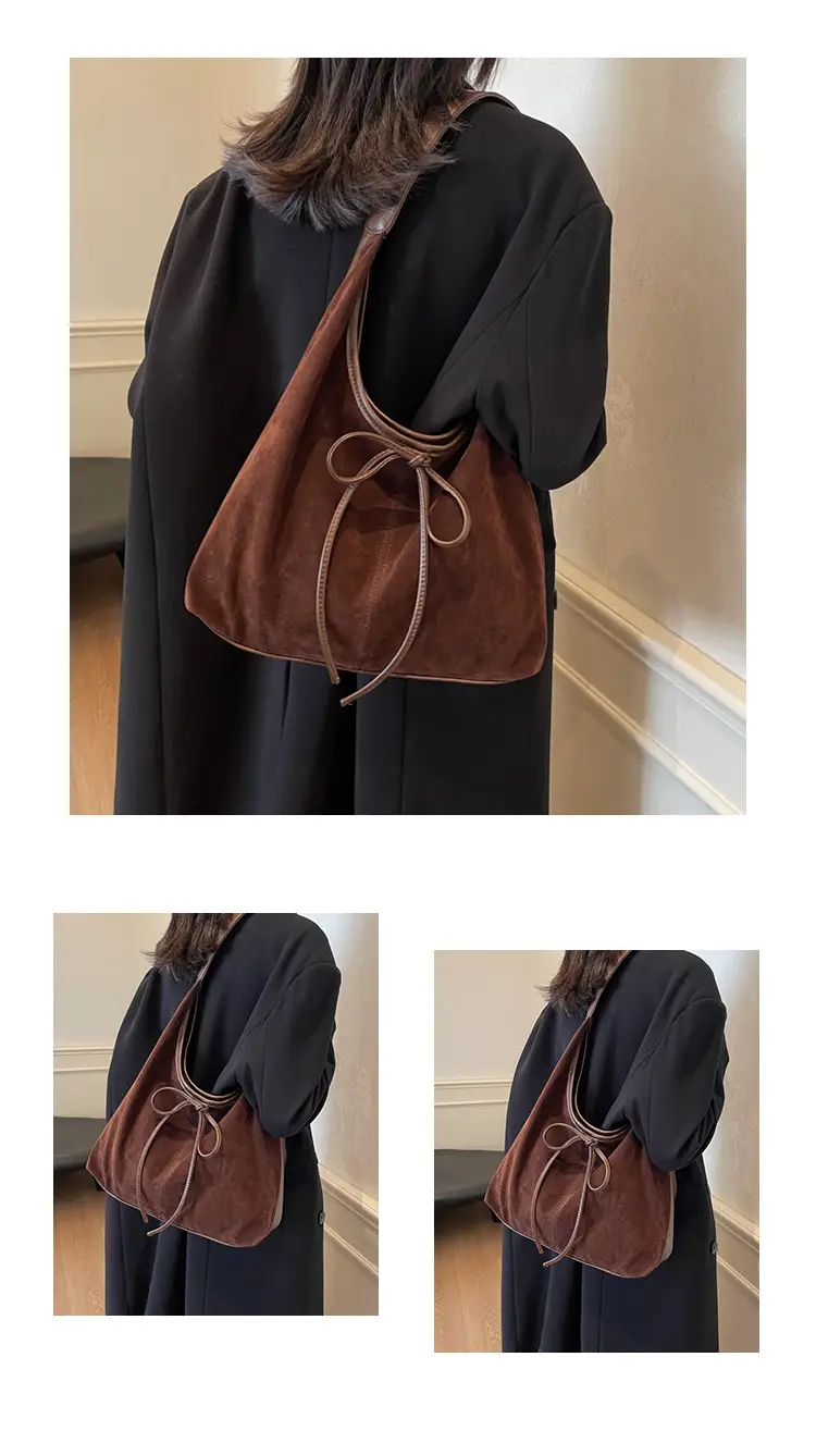 Women's Suede Shoulder Bag Brown Large Capacity — feature 11
