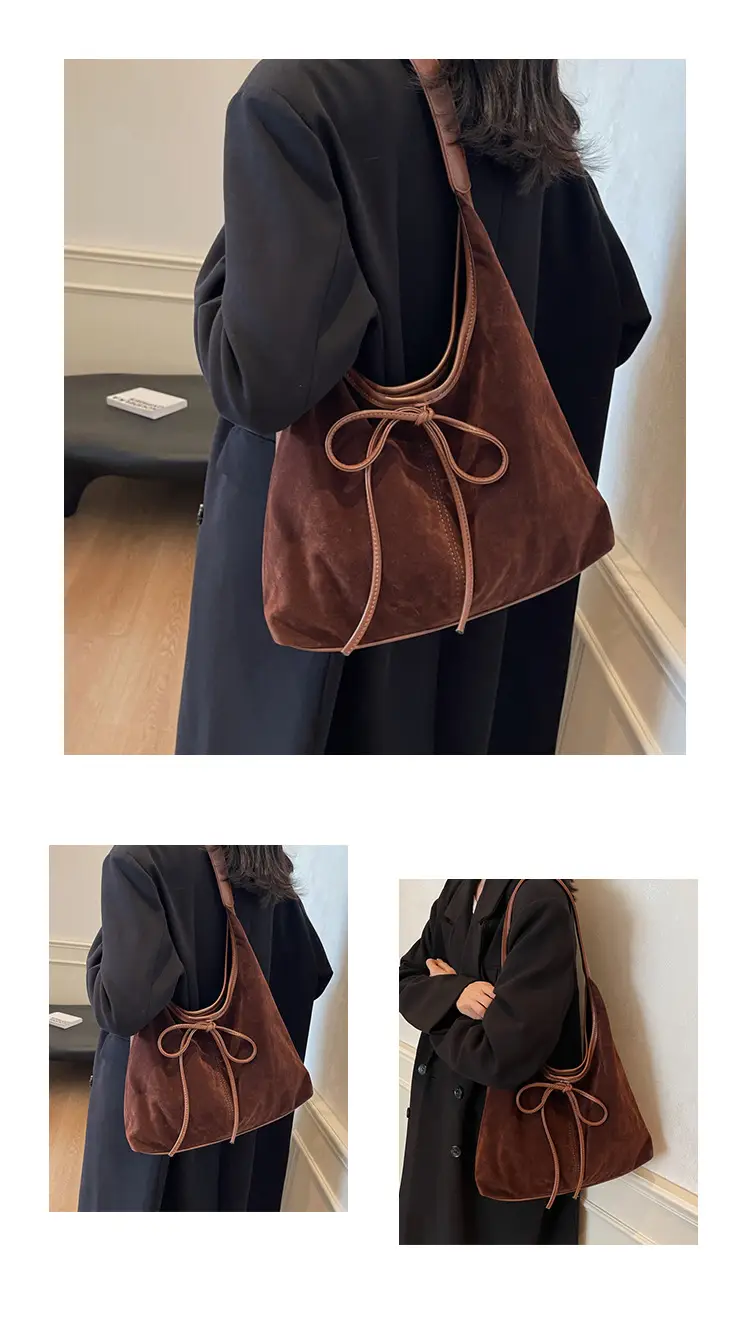 Women's Suede Shoulder Bag Brown Large Capacity — feature 12