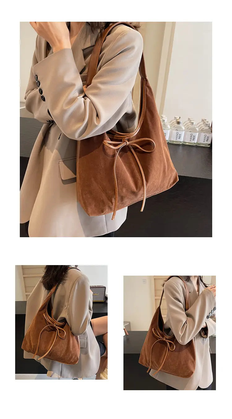 Women's Suede Shoulder Bag Brown Large Capacity — feature 13